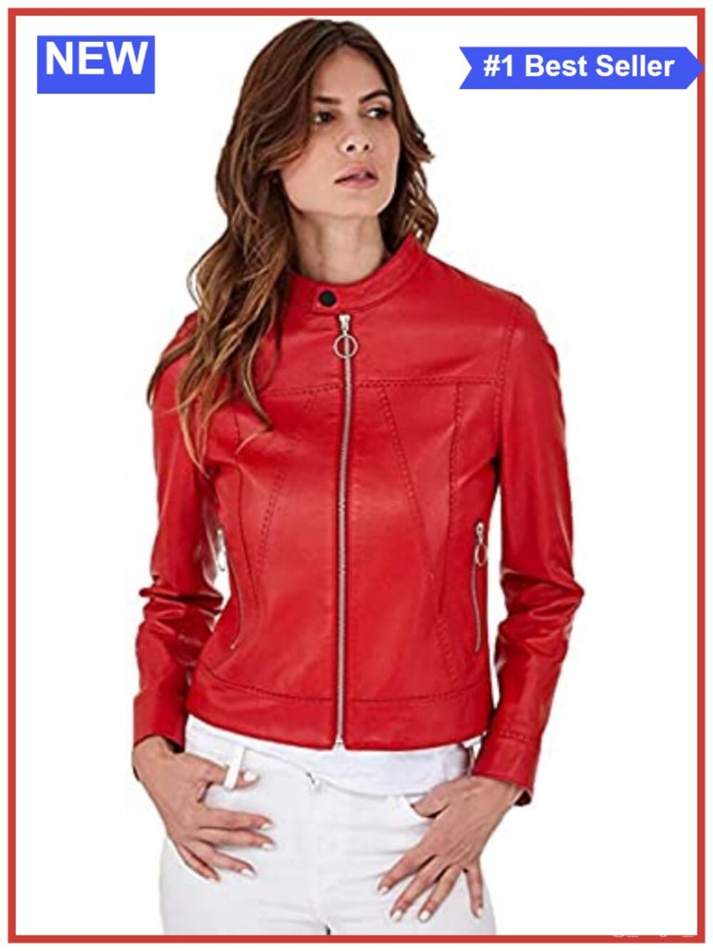 Women's Real Leather Biker Motorcycle Bomber Jacket Winter Zip Coat